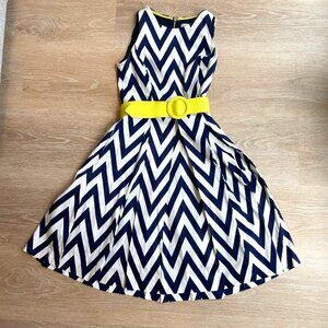 Eliza J Navy Chevron Womens Dress